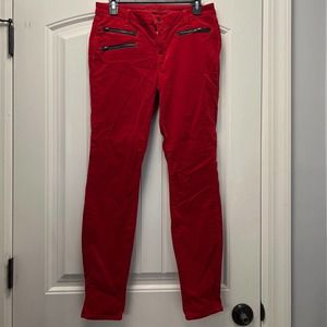 J. Brand Women's Zoey‎ Zipper Stretch Mid Rise Skinny Corduroy Pants Size 29 Red
